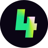 Holographic number 4 on a black pin-shaped background.