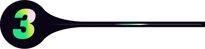 Large green and pink number 3 with a horizontal streak of light extending to the right on a black background.